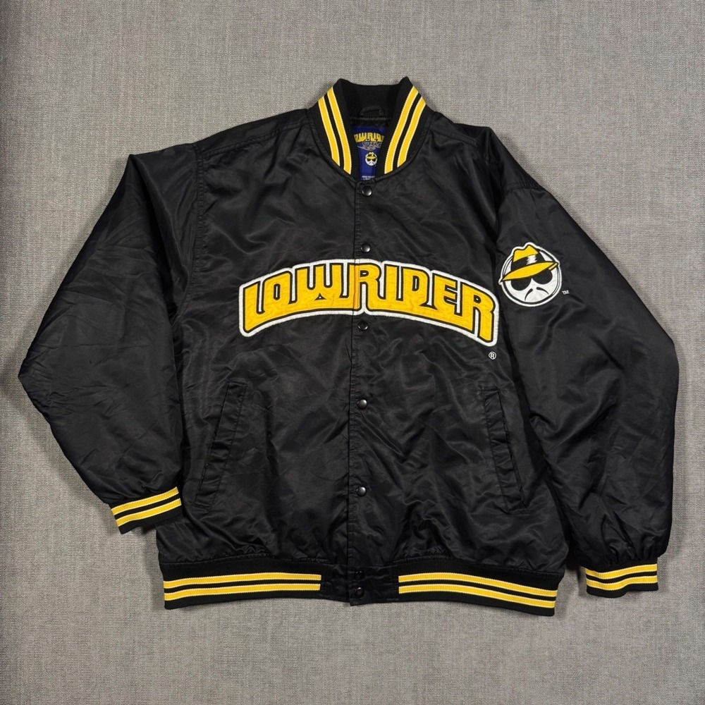 Vintage Lowrider Varsity Satin Bomber Jacket Large 42/44 Y2K Chicano Street